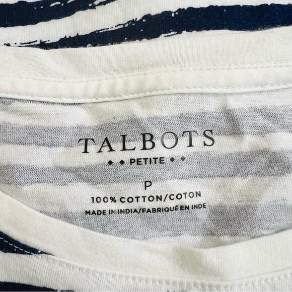 Talbots navy blue white stripe embellished pineapple short sleeve tee t-shirt - Picture 5 of 5